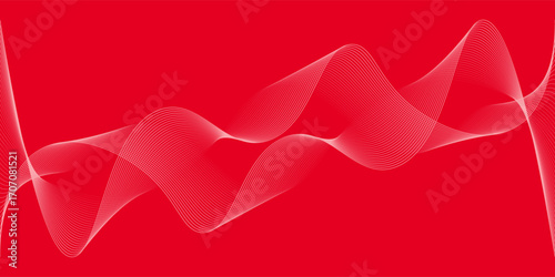 Abstract background with lines and waves. Medium banner size. Element for design. Vector background for brochure, booklet, flyer, poster. Red and white gradient. Love, Valentine's Day