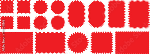 Set of with zigzag frames edge red color silhouette 
scalloped scallop edge shape rectangle shape with 
with zigzag wavy edge. Set of frames with red color frame