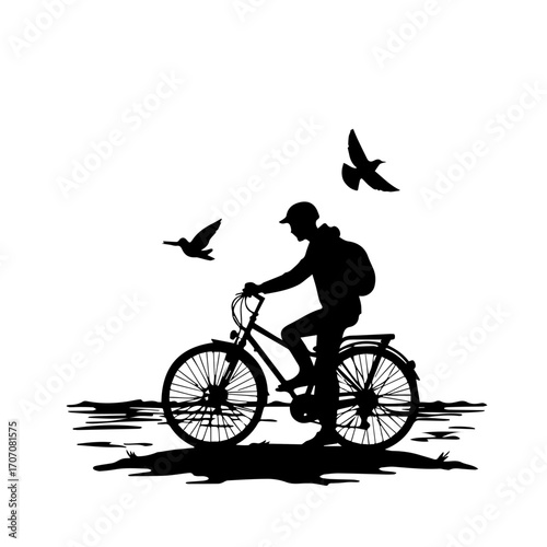 bicycle silhouette vector, bicycle, bike, wheel, isolated, sport, cycle, pedal, transport, white, vintage, illustration, cycling, black, transportation, vehicle, old, retro, vector, ride, mountain, ch