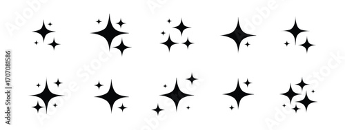 sparkle star icon set. simple star burst symbol. transparent png and vector illustration..shimmering four pointed star icon set.sparkles star symbols vector. Bright sparkle, star sparkle, shiny flash