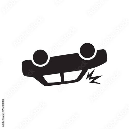 Car Accident Illustration of Flipped Vehicle and Damaged Condition Depicting Road Safety and Insurance Concerns Representing the Dangers of Traffic and the Importance of Safe Driving Practices