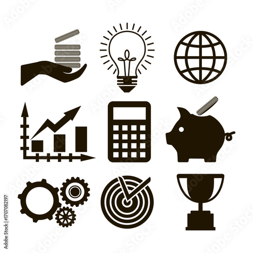 Financial and Business Concepts Vector Icons Set