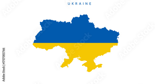 A map of Ukraine is depicted with the countrys flag colors of blue and yellow UKRAINE is printed above the map