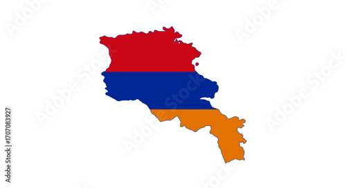 Armenia outlined red blue orange horizontal stripes represent its flag
