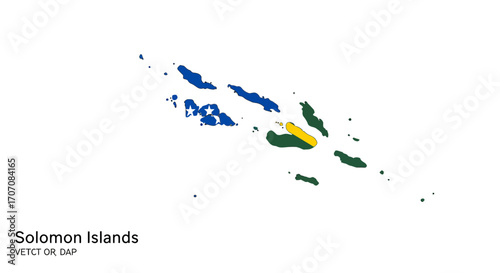 Colored map of the Solomon Islands on a white background