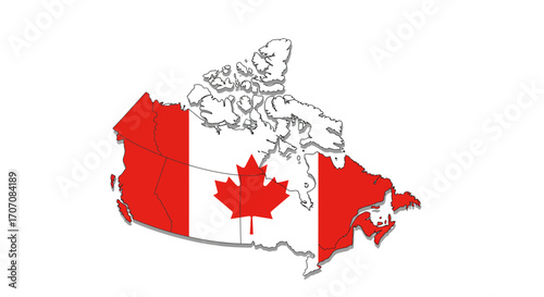 Canadas outline filled with the countrys flag a stylized representation