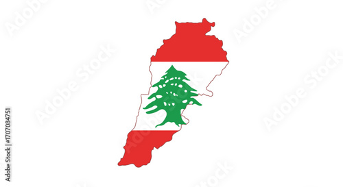 Lebanon flag outline green cedar on white  red stripes countrys shape