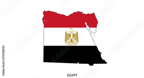 Map of Egypt in the colors of the Egyptian flag with the golden Eagle of Saladin emblem