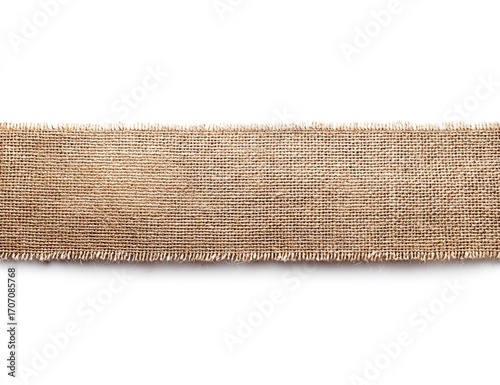 The beige patch, rectangular in shape and made of woven fabric, has stitched edges and displays a natural, textured fiber appearance