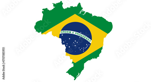 The flag of Brazil in the shape of the country