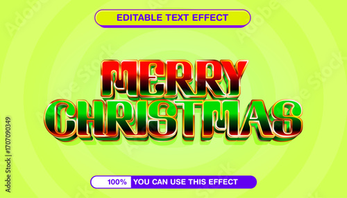 Luminous and festive three-dimensional text effect featuring vibrant red and green holiday lettering, perfect for customizable seasonal design projects