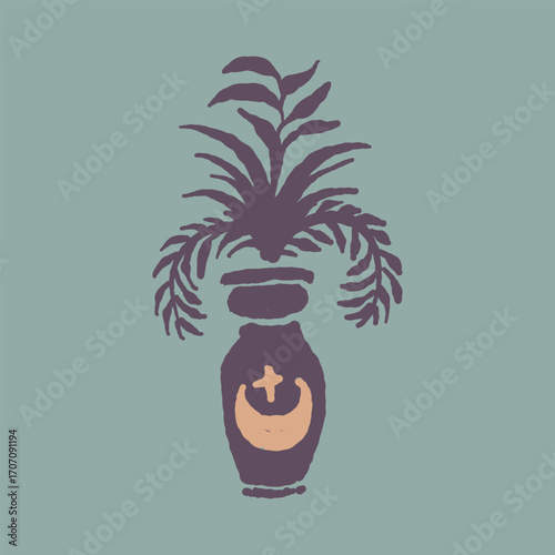 Raw Hand Drawn Floral Garden Badge Logo Emblem