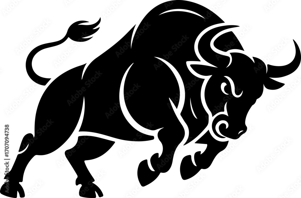 Obraz premium Bull silhouette vector illustration
