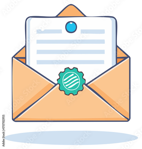 Envelope with Seal Letter Illustration Message Sending Email Communication Correspondence