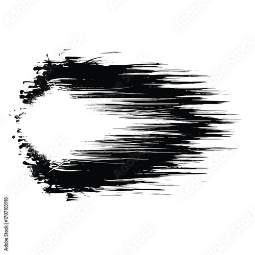 Illustration of black ink brush stroke splattered effect