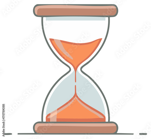 Hourglass illustration with sand timer concept in light colors