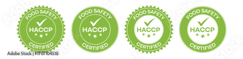 Green Round HACCP Approved Badges – Food Safety Certification Icons with Checkmark 