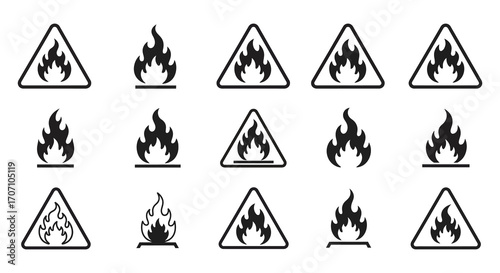 Collection of Fire Hazard Warning Signs