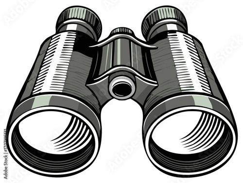 Retro style binoculars vector art for exploration journey and outdoor adventure