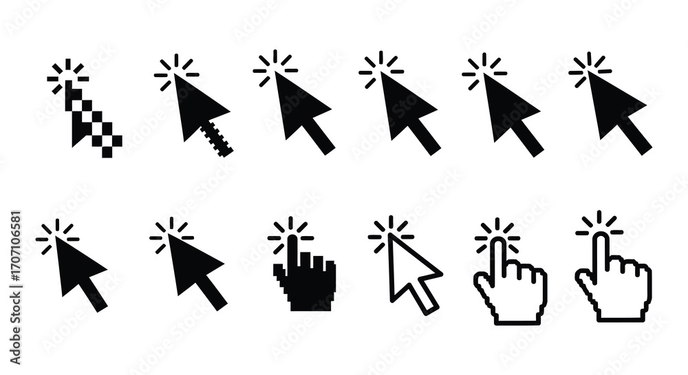 Obraz premium Set of Black and White Cursor Icons