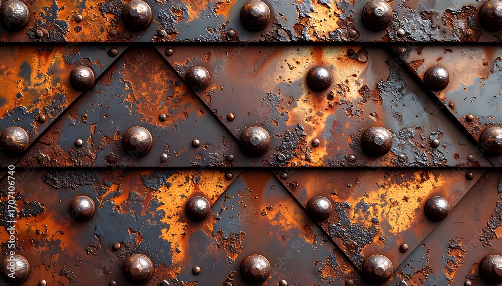 Fototapeta premium Rusted metal panels with rivets