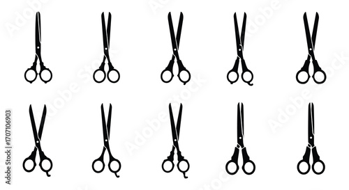 Set of Black Silhouette Scissors