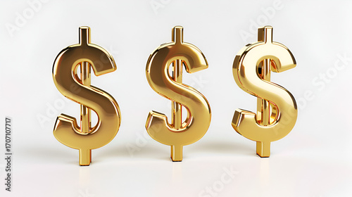 Golden 3D Dollar Symbol Representing Wealth and Finance