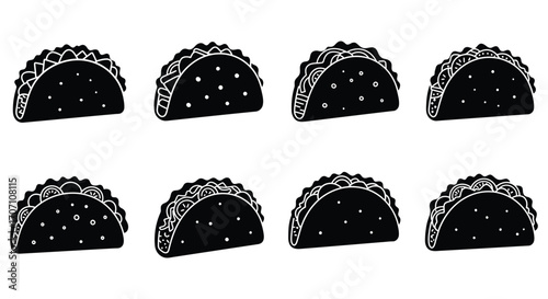Black and White Taco Pattern for Mexican Food Lovers and Cinco de Mayo