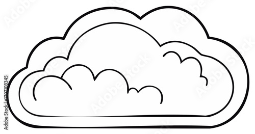 Simple outline drawing of a fluffy cumulus cloud shape in a clean cartoon style for weather or data concepts