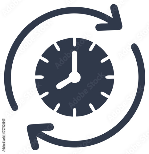 Clock with Circular Arrows Symbolizing Time Cycle and Repetition