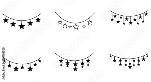 Star Garland Vector Collection Festive Decorations for Celebrations and Holidays