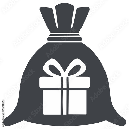 Santa Sack with Gift Box Vector Illustration Christmas Holiday Icon