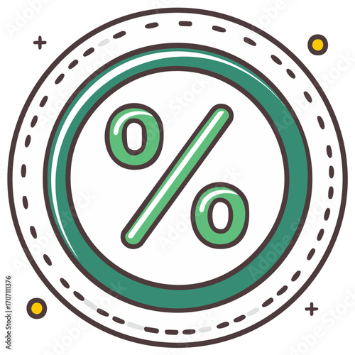 Percent Discount Circle Icon Green Financial Symbol Illustration