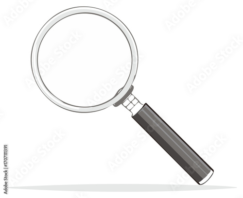 Classic style magnifying glass with dark handle for search, inspection or investigation themes.