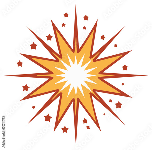 Colorful cartoon comic book style explosion with stars