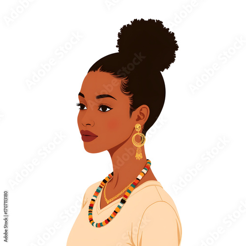 African girl showcasing traditional beauty in minimal style, cultural pride
