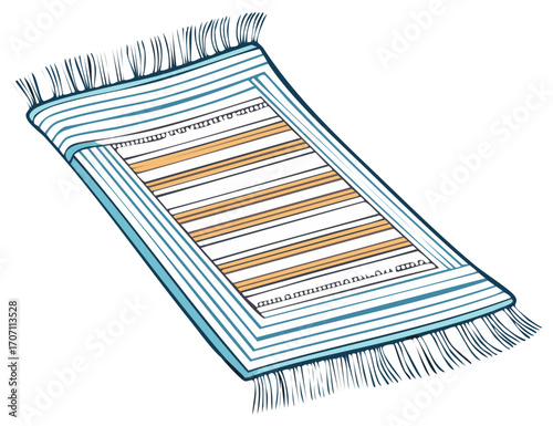 Striped Woven Rug with Fringe