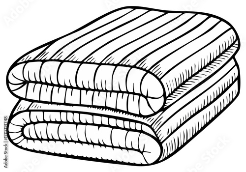 Stacked Folded Blankets With Visible Texture Drawing