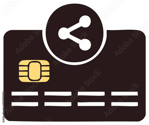 Credit Card with Share Symbol Representing Digital Payments Online Financial Sharing and Transfers