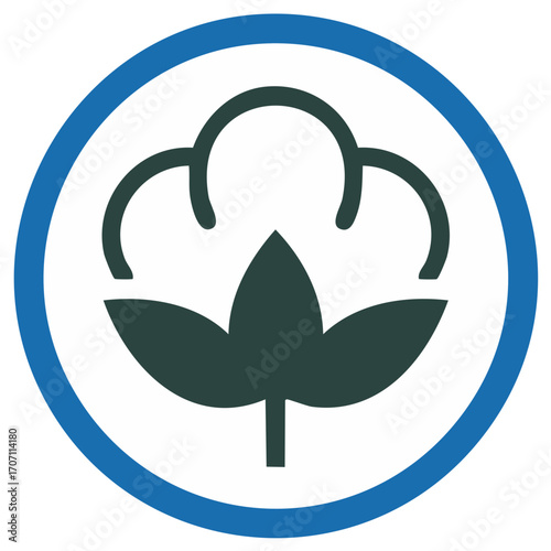 Simple flat vector icon of a cotton boll. Natural organic fiber symbol for fabric and textile.