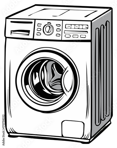 Washing Machine Illustration in Vector Style for Laundry Appliance Concepts
