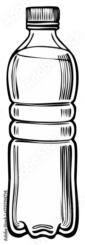 Stylized illustration of a plastic water bottle, perfect for quenching thirst in a minimalist design