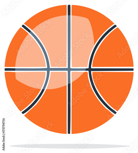 Isolated Vector Illustration Depicting a Stylized Orange and Black Basketball