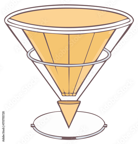 Coffee Filter Illustration Design with Metal Frame and Conical Shape