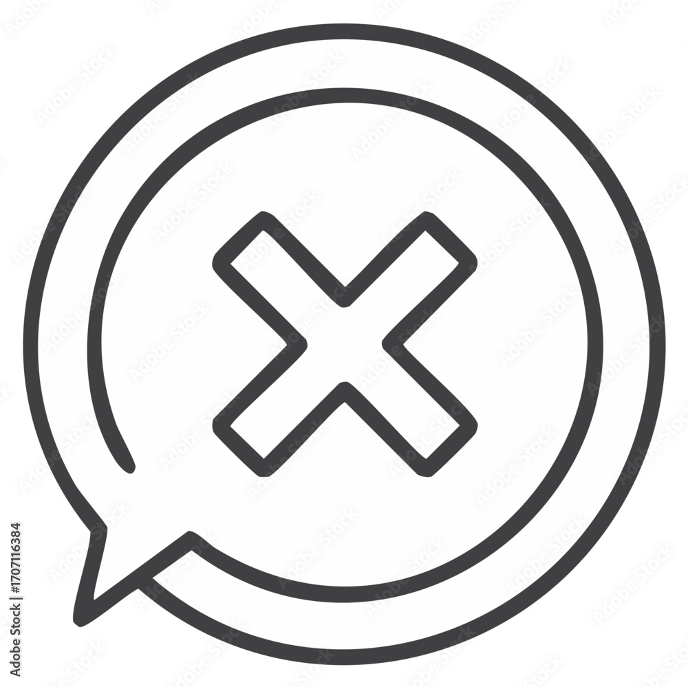 Fototapeta premium Cancel message icon in outline style showing error and wrong in dialog box