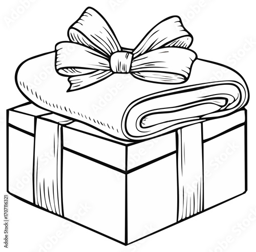 Gift box with a blanket and a bow