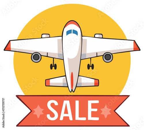 Airplane Sale Flyer Vector Art Plane Promo Deal Travel Holiday