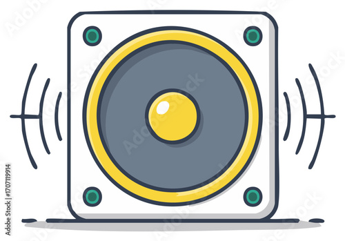 Loudspeaker Emanating Sound Waves Graphic Speaker System Illustration