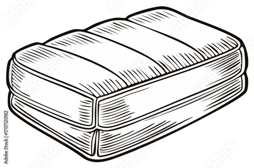 Cushion in Detailed Line Art Style for Interior Design and Bedding Concepts