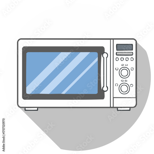 Drawn microwave illustration, modern household appliance, isolated